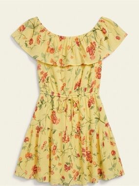 Lauren Ralph Lauren Yellow Floral Crinkle Cotton Dress